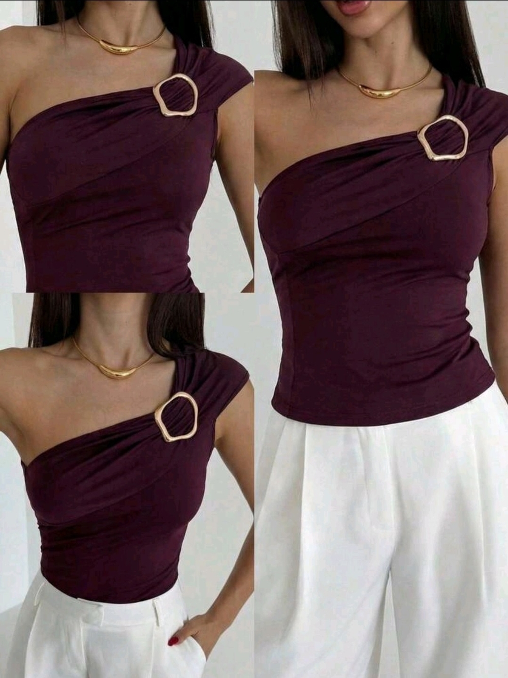 Aloruh One Shoulder Asymmetrical Crop Top